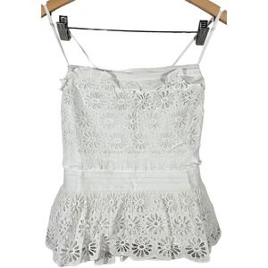 J. Crew‎ Jessie Eyelet Smocked Peplum Top White Cotton Size S NWT BR650